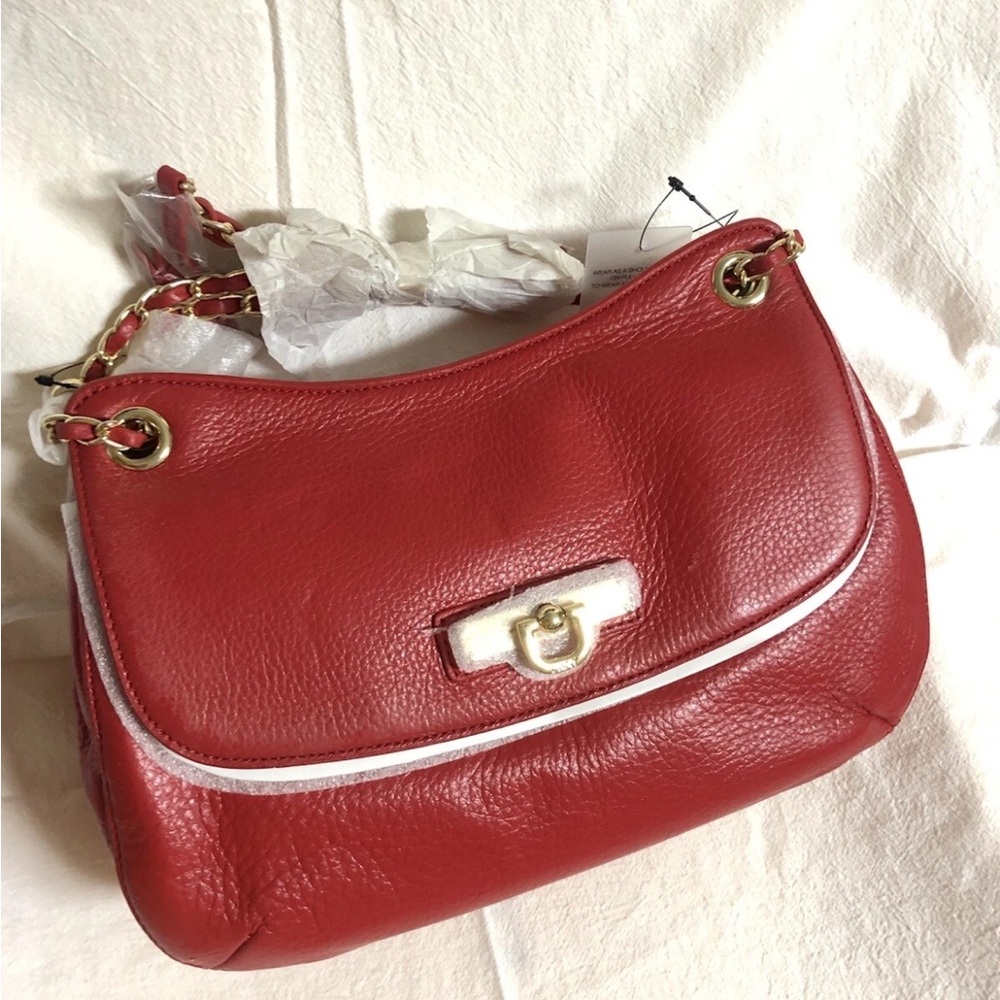 NWT DKNY Leather Medium Crossbody Red Bag